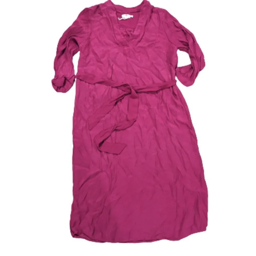 Boden Waist Tie Pink‎ long sleeve dress Size 12 Long